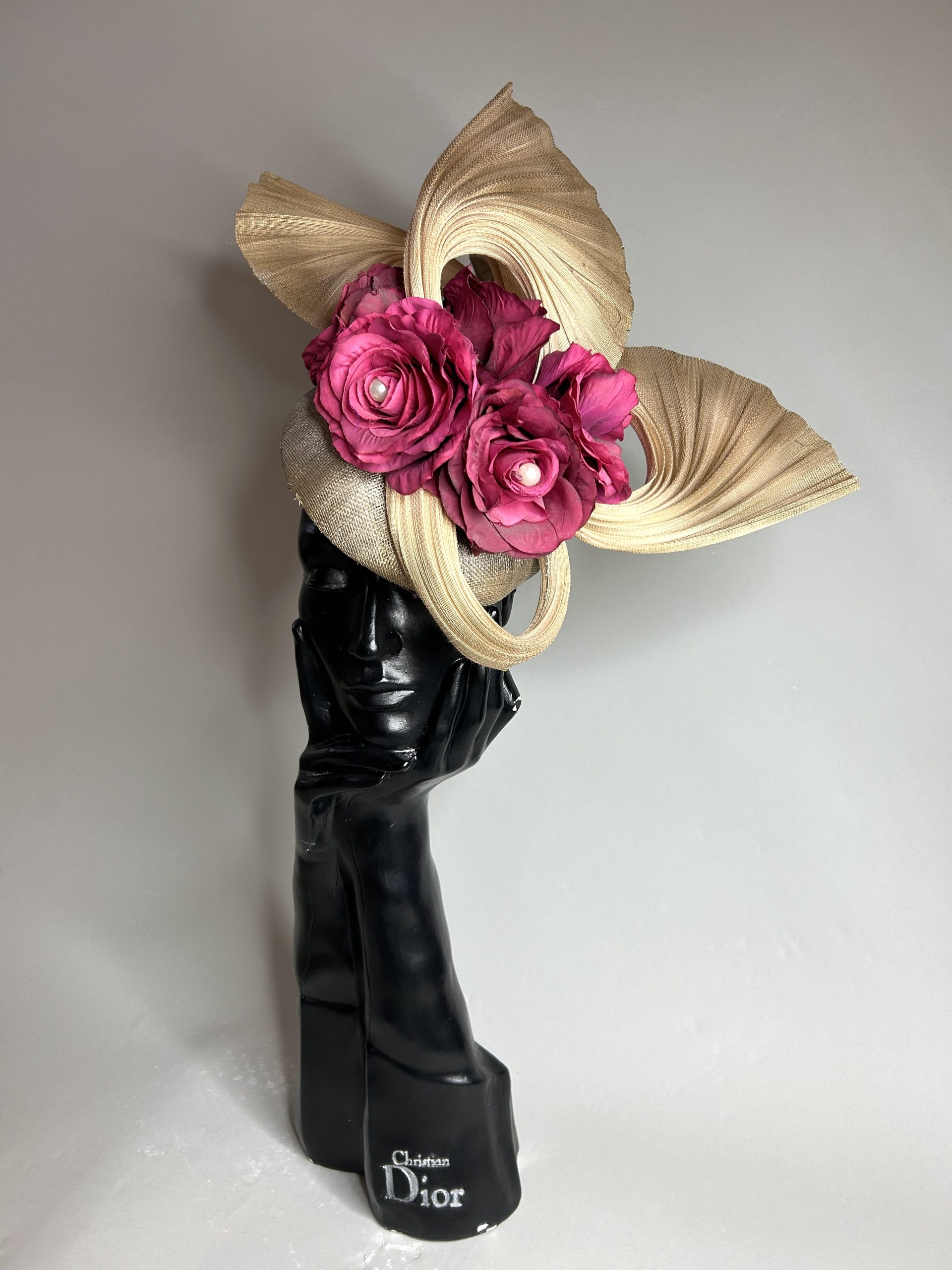 Raspberry and Gold headpiece