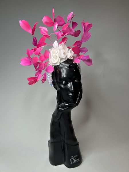Pink & White feather headband